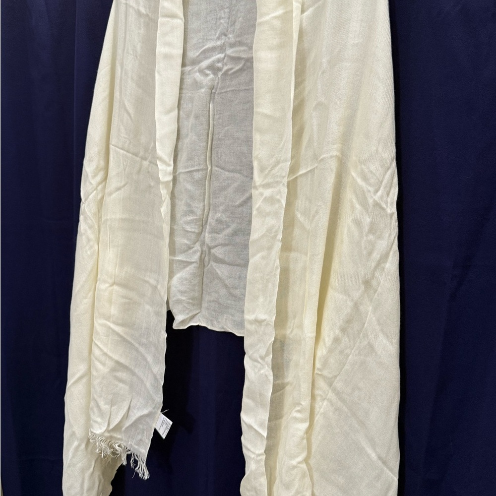 Lightweight Viscose Scarves (2) Spring Layers Soft Warm Neutral Wrap Ivory, Blue
